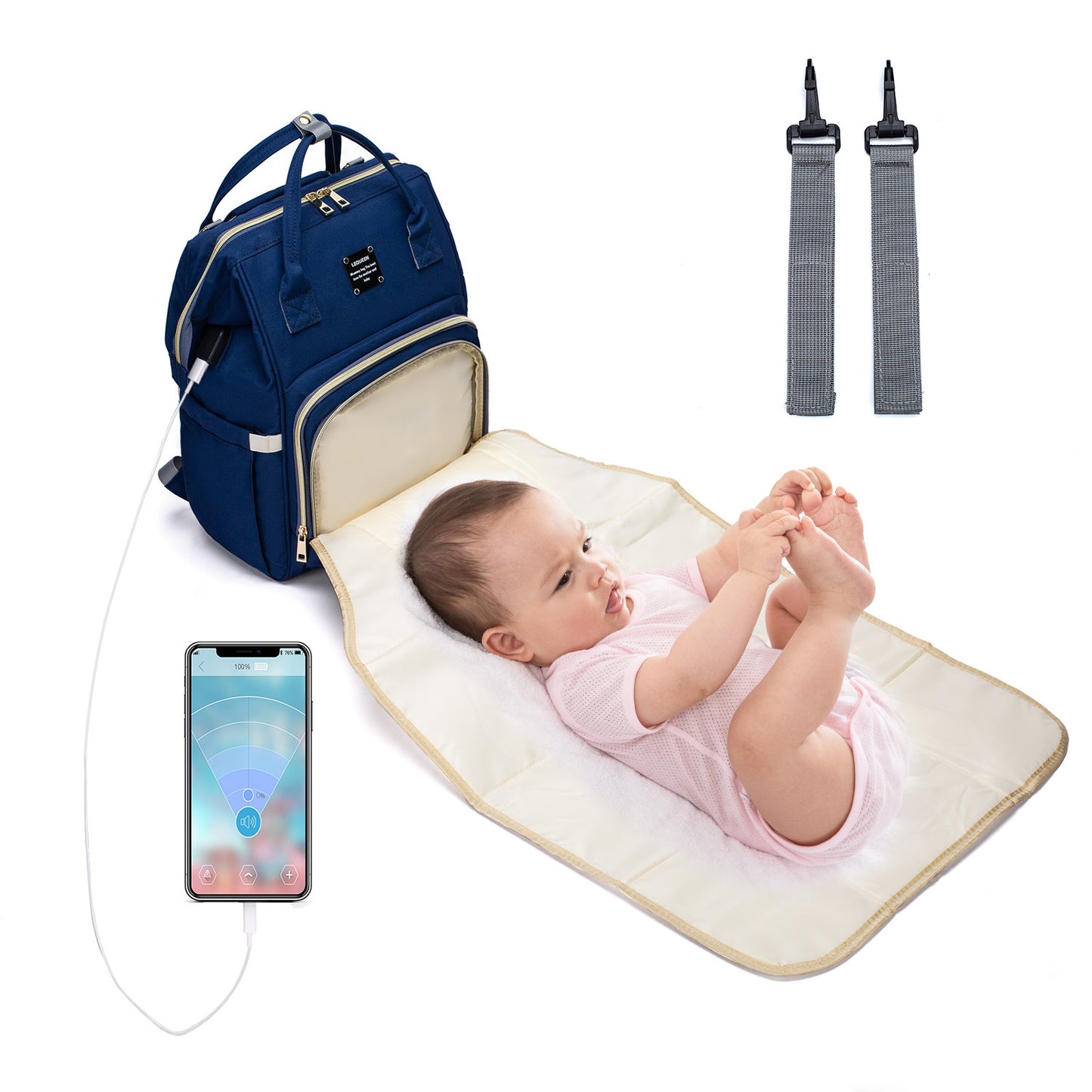 Baby Changing Bag – Large Nappy Backpack with Insulated Pockets & USB Port