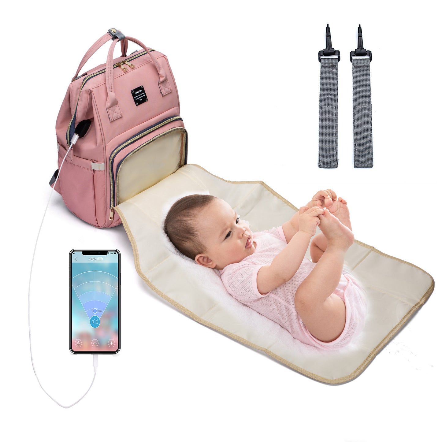Baby Changing Bag – Large Nappy Backpack with Insulated Pockets & USB Port