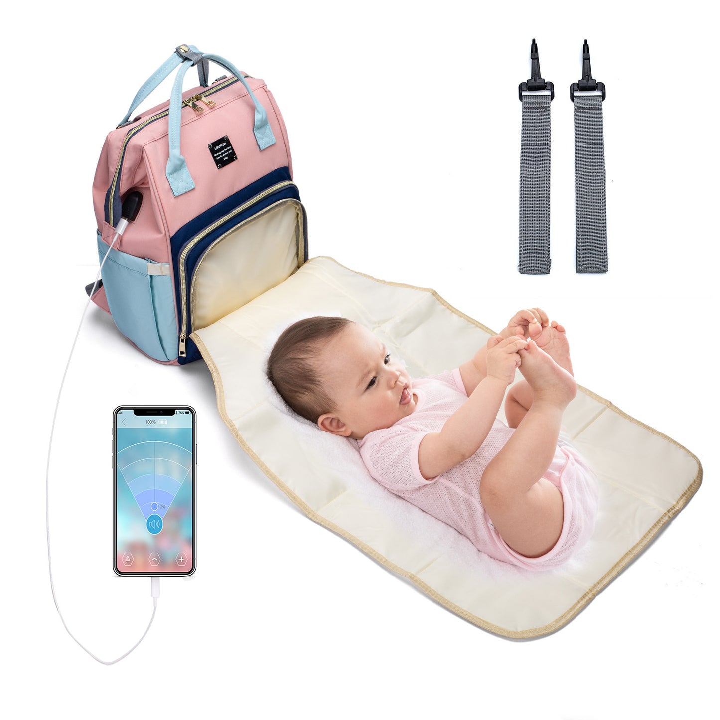 Baby Changing Bag – Large Nappy Backpack with Insulated Pockets & USB Port