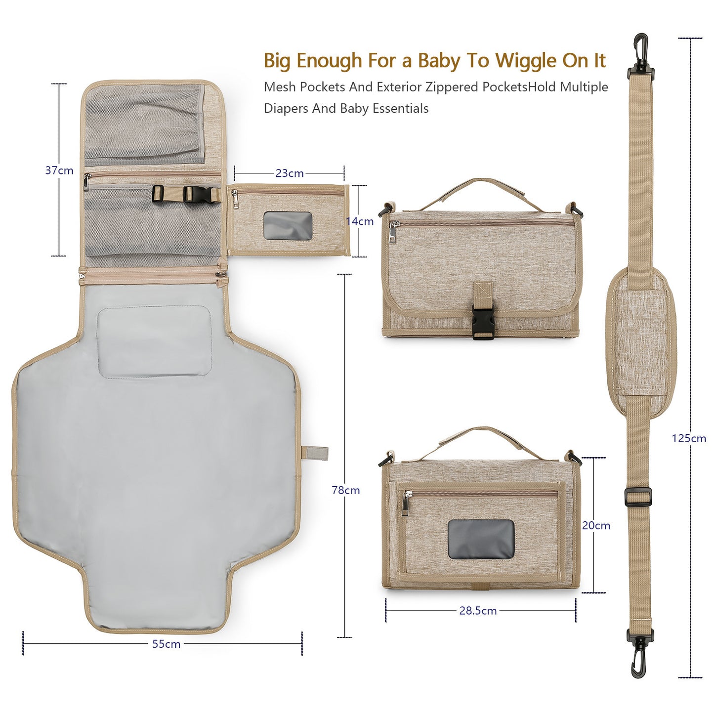 Baby Changing Mat | Portable Foldable Travel Changing Pad with Wipe Pocket