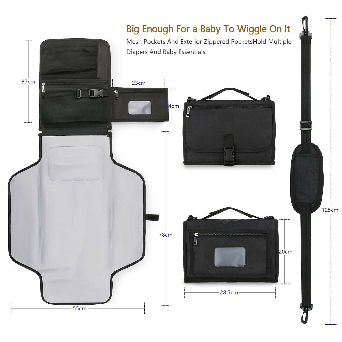 Baby Changing Mat | Portable Foldable Travel Changing Pad with Wipe Pocket