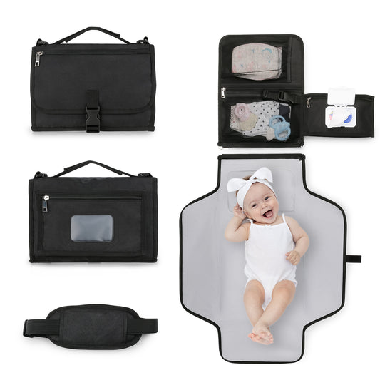 Baby Changing Mat | Portable Foldable Travel Changing Pad with Wipe Pocket