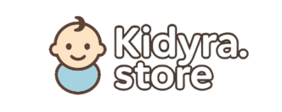 Logo of Kidyra Store with a cartoon baby character on a white background